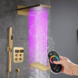 22" Bluetooth Music LED Shower System with 4-Way Thermostatic Faucet and Tub Spout, 3 Finishes