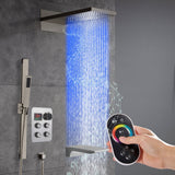 22" Bluetooth Music LED Shower System with 4-Way Thermostatic Faucet and Tub Spout, 3 Finishes