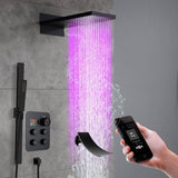 22" Bluetooth Music LED Shower System with 4-Way Thermostatic Faucet and Tub Spout, 3 Finishes