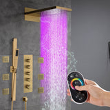 22" Bluetooth Music LED Shower System with 4-Way Thermostatic Faucet and Multiple Functions, 3 Finishes