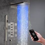 22" Bluetooth Music LED Shower System with 4-Way Thermostatic Faucet and Multiple Functions, 3 Finishes