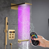 22" Bluetooth Music LED Shower System with 4-Way Thermostatic Faucet and Tub Spout, 3 Finishes