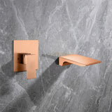 Waterfall Wall-mount pressure balance Bath Tub Filler Faucet Rose Gold