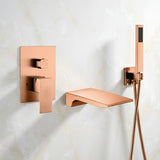 Waterfall Wall-mount pressure balance Bath Tub Faucet Rose Gold