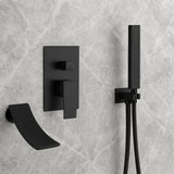 Waterfall Wall-mount Bath Tub Filler Faucet with Handheld Shower Oil Rubbered bronze or Matte Black or Chrome Or Brushed Nickel