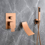 Waterfall Wall-mount pressure balance Bath Tub Faucet Rose Gold