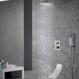 Ceiling mounted 3 functions Thermostatic  Brushed Nickel rain Shower Faucet With waterfall tub spout