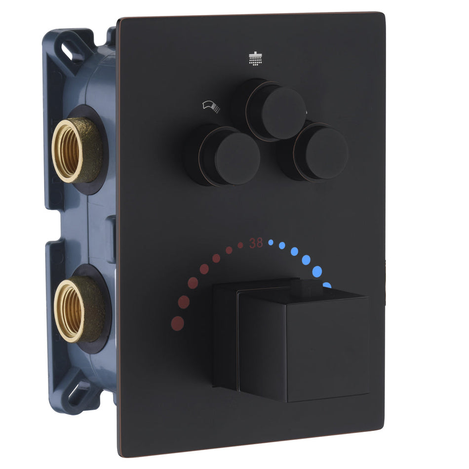 Matte Black or OIL Rubber Bronze 3-Way Thermostatic valve with trim and each function work at the same time and separately