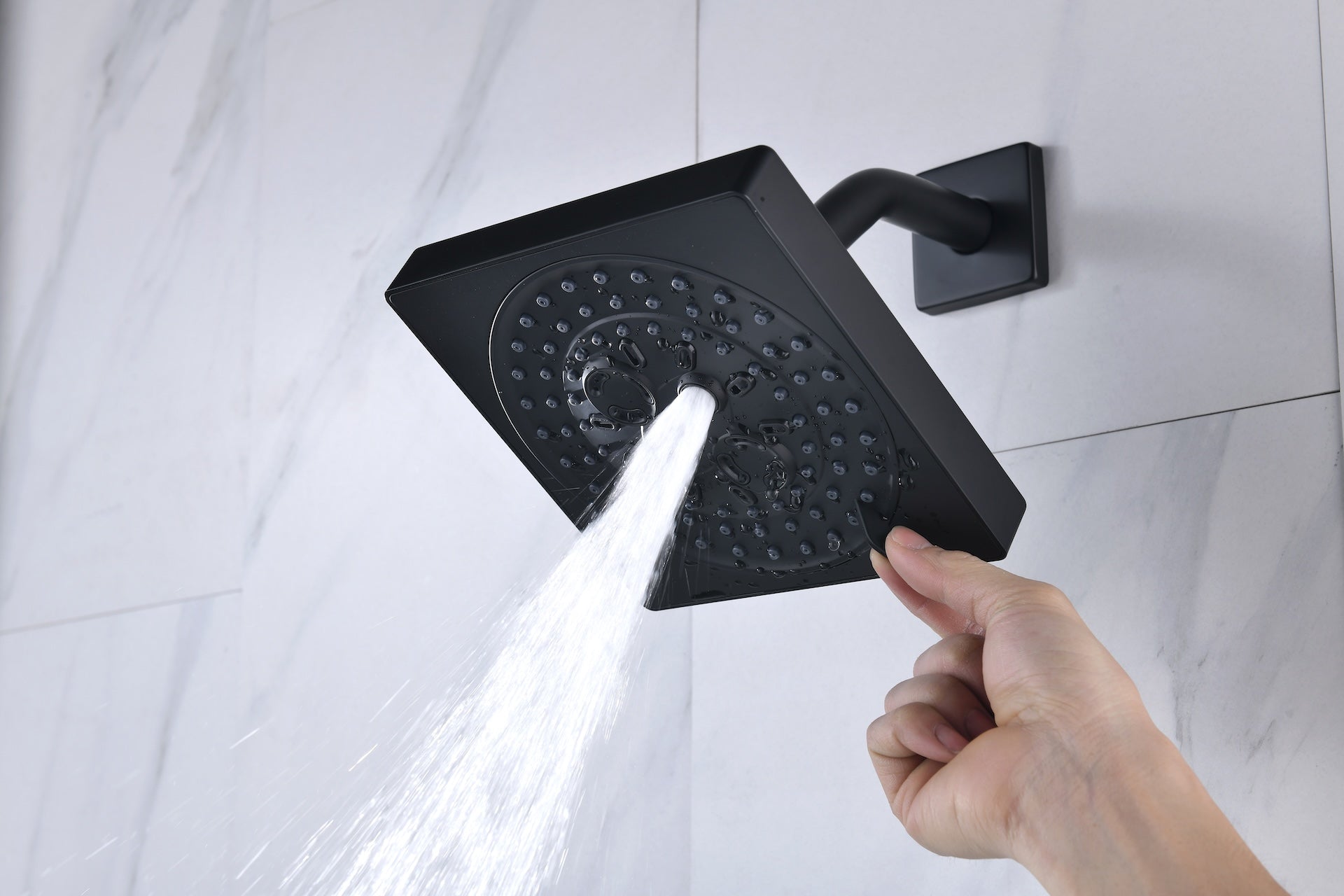Matte Black Rainfall Shower System with 20-inch or 24-inch Rain