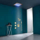 16" or 20" Flush Mount LED Rain Head Shower System with Regular Head and 3 Body Jets