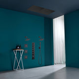 40 inch  x 20 inch rainfall shower head 64 led light 6 way digital display shower faucet with dual regular heads and body jets