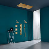 40 inch  x 20 inch rainfall shower head 64 led light 6 way digital display shower faucet with dual regular heads and body jets