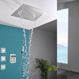 20 inch flush mount rainfall waterfall shower head with 4 way digital display valve and 4 inch body jets