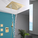20 inch flush mount rainfall waterfall shower head with 4 way digital display valve and 4 inch body jets