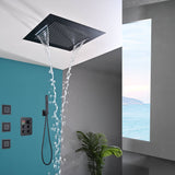 20 inch flush mount rainfall waterfall shower head with 4 way digital display valve and 4 inch body jets