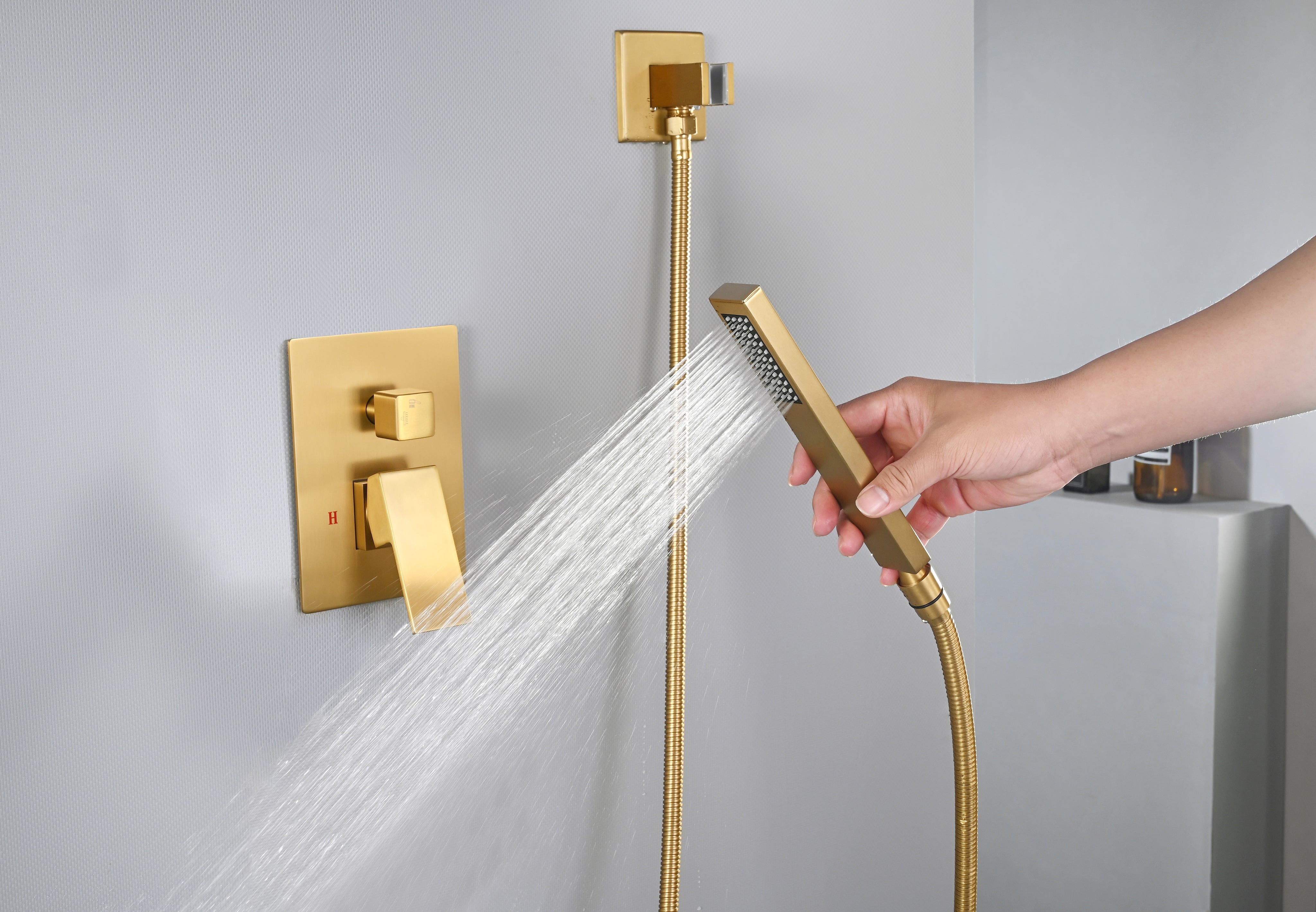 Brushed Gold 12 Inch or 16 inch Rain head Ceiling Mount two way pressu ...