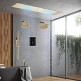 Brushed Gold or matte black or brushed nickel or chrome 35" Bluetooth Music LED Shower System with Waterfall, 6-Way Touch Digital Thermostatic Valve, Dual Regular Head, Touch Panel