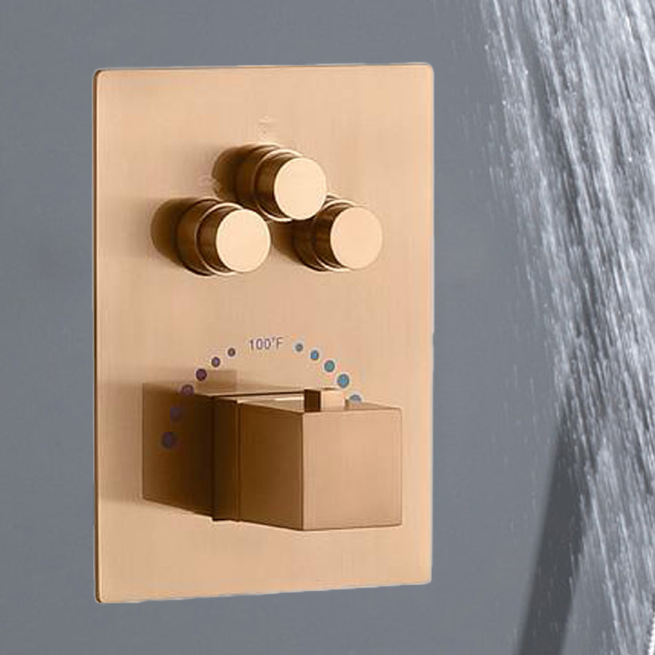 Chrome or rose gold 3-Way Thermostatic valve with trim and each function work at the same time and seperately