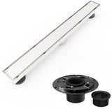 matte black Linear shower drain stainless steel material 24 inch with tile insert 2-in-1 cover with hair strainer and adjustment feet
