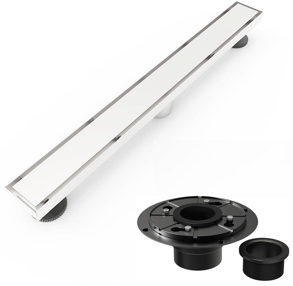 matte black Linear shower drain stainless steel material 24 inch with tile insert 2-in-1 cover with hair strainer and adjustment feet