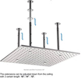 20-Inch Two-Function Brushed Nickel Or Matte Black Shower Head: Rainfall and Mist