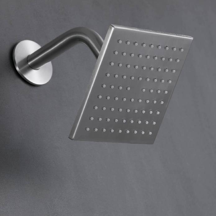 The durable brass and stainless steel regular shower head 6 inch high water pressure 9 inch wall mount arm and flange
