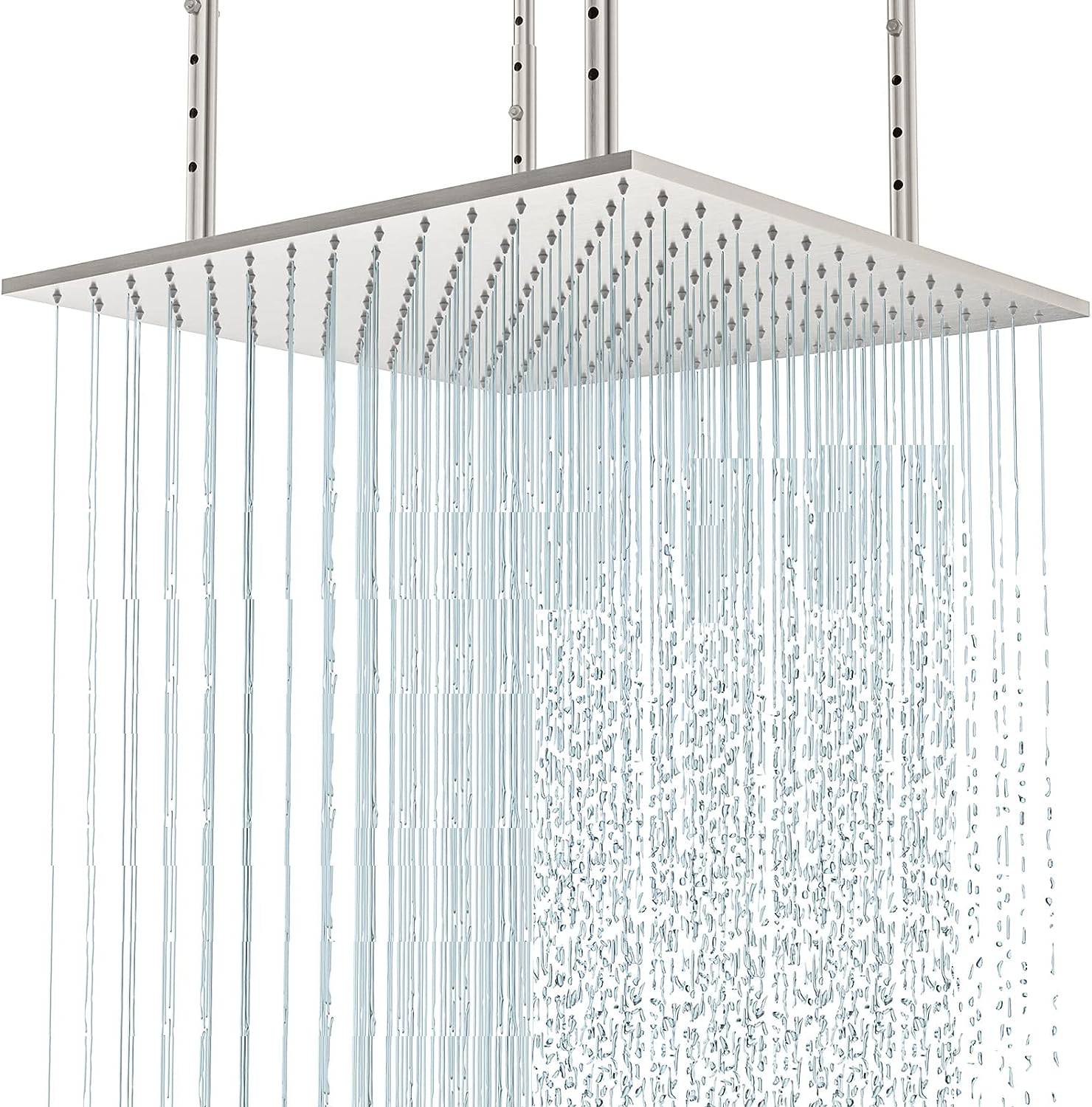 20-Inch Brushed Nickel Rainfall Shower Head: Choose Between Non