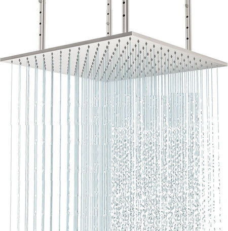 20-Inch Brushed Nickel Rainfall Shower Head: Choose Between Non-LED or LED, Enjoy Ceiling-Mounted - wonderland shower inc