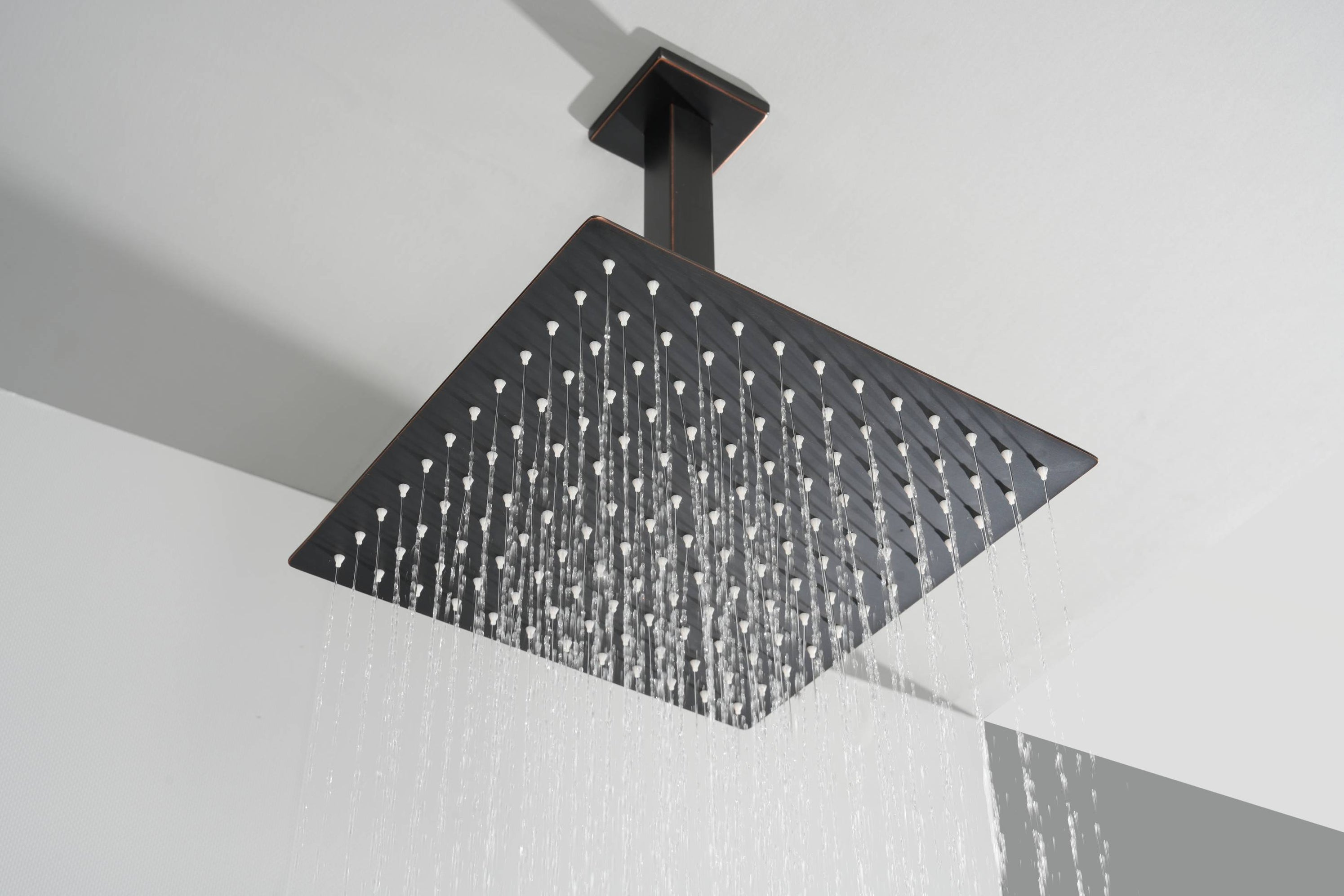 Oil Rubbed Bronze Ceiling Mount Rainfall Shower Head with 4-Way Thermo ...