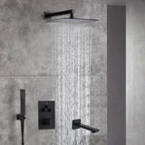 12-Inch Rainfall with our Wall-Mounted Oil Rubbed Bronze 3-Way Thermostatic Shower Faucet System: Simultaneous and Independent Functionality with Tub Spout,LED or Non-LED Options