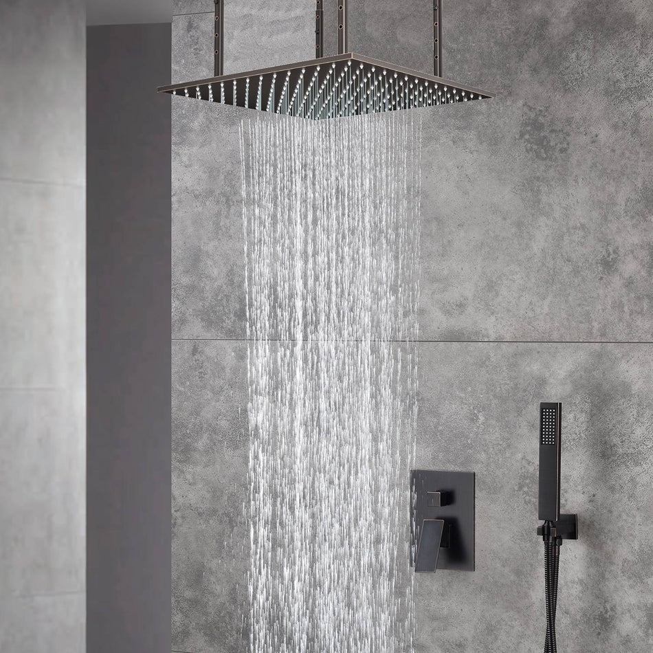20-Inch Ceiling Mounted Oil Rubbed Bronze 2-Way Shower Faucet