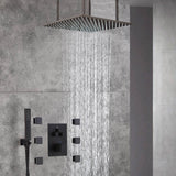 LED Oil Rubbed Bronze 20" Ceiling-Mounted 3-Way Thermostatic Shower Faucet