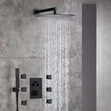 Oil Rubbed Bronze 3-Way Thermostatic Shower Faucet with 6 Body Jets, LED Options for Simultaneous Operation