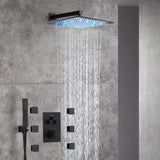 Oil Rubbed Bronze 3-Way Thermostatic Shower Faucet with 6 Body Jets, LED Options for Simultaneous Operation