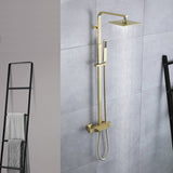 Luxurious Brushed Gold Or Matte black Wall-Mounted Thermostatic Rain Exposed Shower Set with Tub Spout