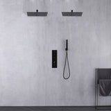 Wall mount 12 inch or 16 inch matte black rainfall shower system 3 way thermostatic Shower faucet