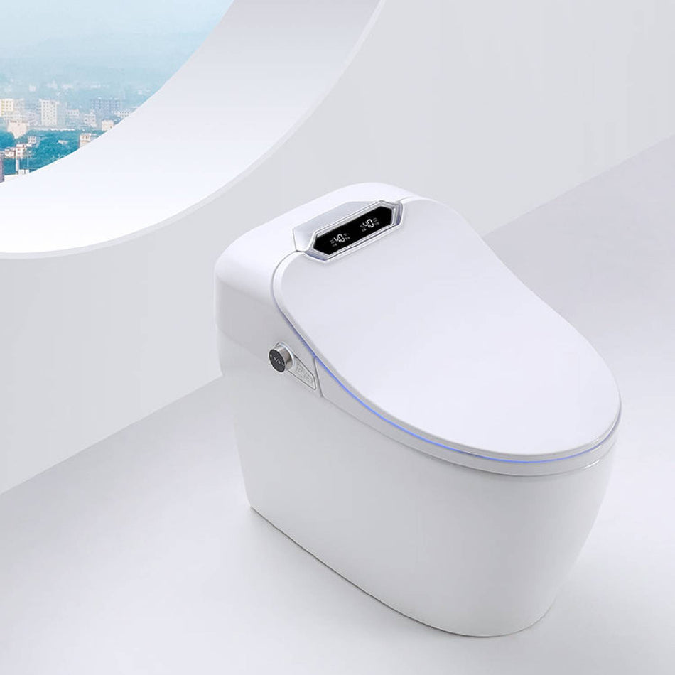 Experience Luxury and Convenience with our Smart Toilet Bidet Elongated Seat - Unlimited Warm Water, Wand Cleaning, Remote Control, and Night Light