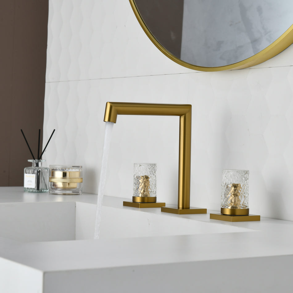 Crystal handle 3-hole deck-mount sink faucet, include a pop-up drain with overflow