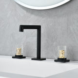 Crystal handle 3-hole deck-mount sink faucet, include a pop-up drain with overflow