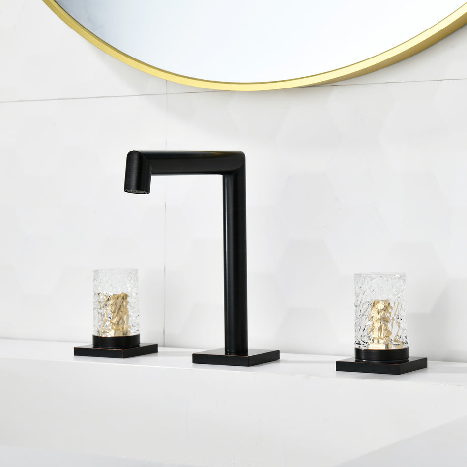 Crystal handle 3-hole deck-mount sink faucet, include a pop-up drain with overflow