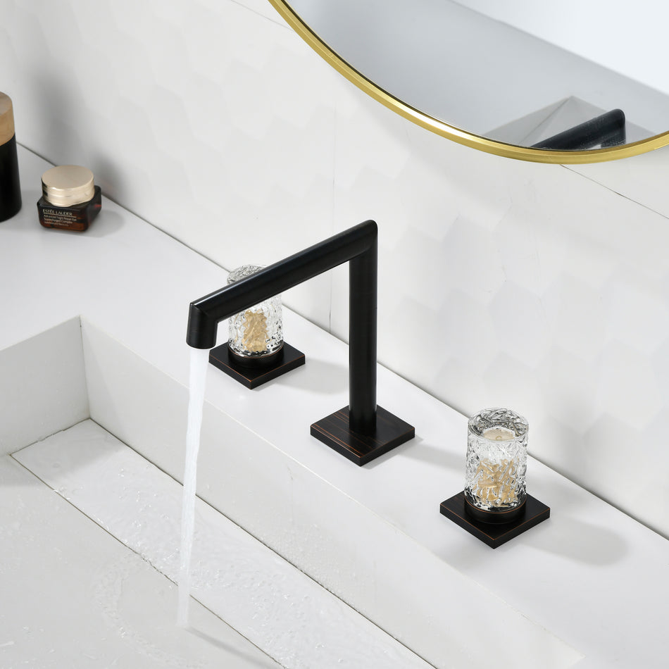 Crystal handle 3-hole deck-mount sink faucet, include a pop-up drain with overflow