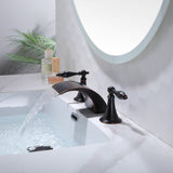 Oil Rubbed Bronze or Brushed Gold or Matte Black Waterfall Bathroom Sink Faucet with Pop-Up Drain