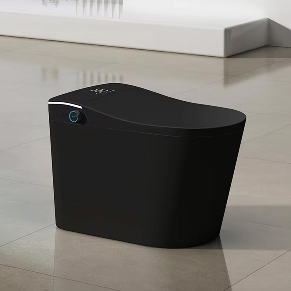 Experience Luxury and Convenience with our Matte Black Smart Toilet Bidet Elongated Seat - Unlimited Warm Water, Wand Cleaning, Remote Control
