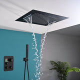 20" Flush Mount Rainfall Waterfall Shower Head with 3-Way Digital Thermostatic Faucet