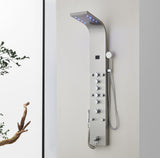 59'' Brushed Nickel or Brushed Gold or Oil Rubber Bronze LED Rain & Waterfall Massage Tower - Simultaneous and Independent Functionality