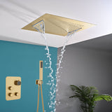 20" Flush Mount Rainfall Waterfall Shower Head with 3-Way Digital Thermostatic Faucet