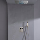 24 inch flush mount rainfall waterfall shower head 3 way thermostatic shower faucet with handle wand