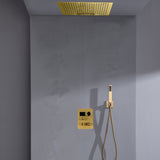 24 inch flush mount rainfall waterfall shower head 3 way thermostatic shower faucet with handle wand