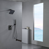 6" Wall Mount High Pressure Shower Head with 3-Way Digital Thermostatic System and Tub Spout