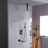 12-Inch or 16-inch Rainfall with Ceiling-Mounted Oil Rubbed Bronze 3-Way Thermostatic Shower Faucet System: Simultaneous and Independent Functionality with Tub Spout